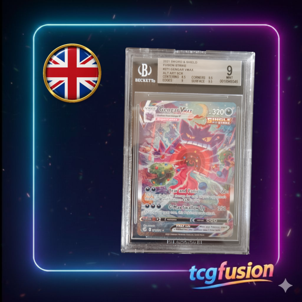 Gengar VMAX 271/264 Fusion Strike Alt Art Beckett 9 Gengar VMAX 271/264 Fusion Strike Alt Art Beckett 9