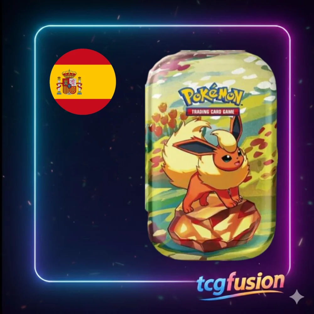 Mini Lata Flareon Prismatic Evolutions Pokemon TCG Español