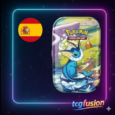Mini Lata Vaporeon Prismatic Evolutions Pokémon TCG Español