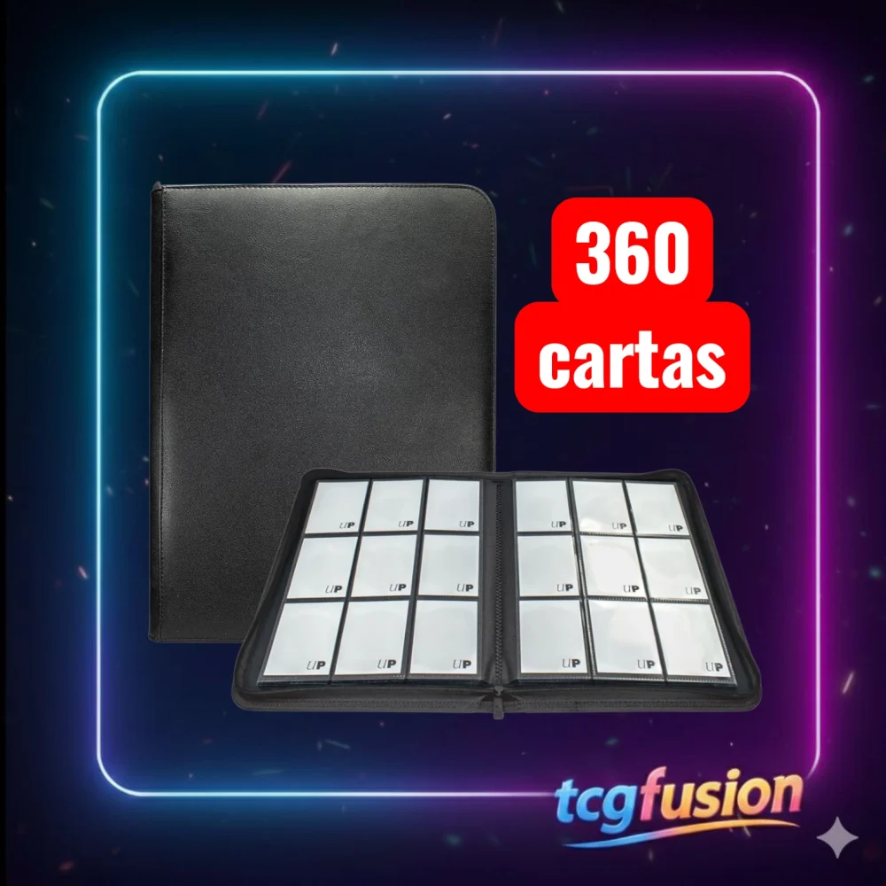 Álbum Ultra PRO Vivid 9-Pocket Zippered PRO-Binder 360 Cartas Negro Álbum Ultra PRO Vivid 9-Pocket Zippered PRO-Binder 360 Cartas Negro