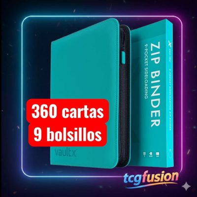 Vault X Exo-Tec Zip Binder 9 Bolsillos Teal 360 Cartas