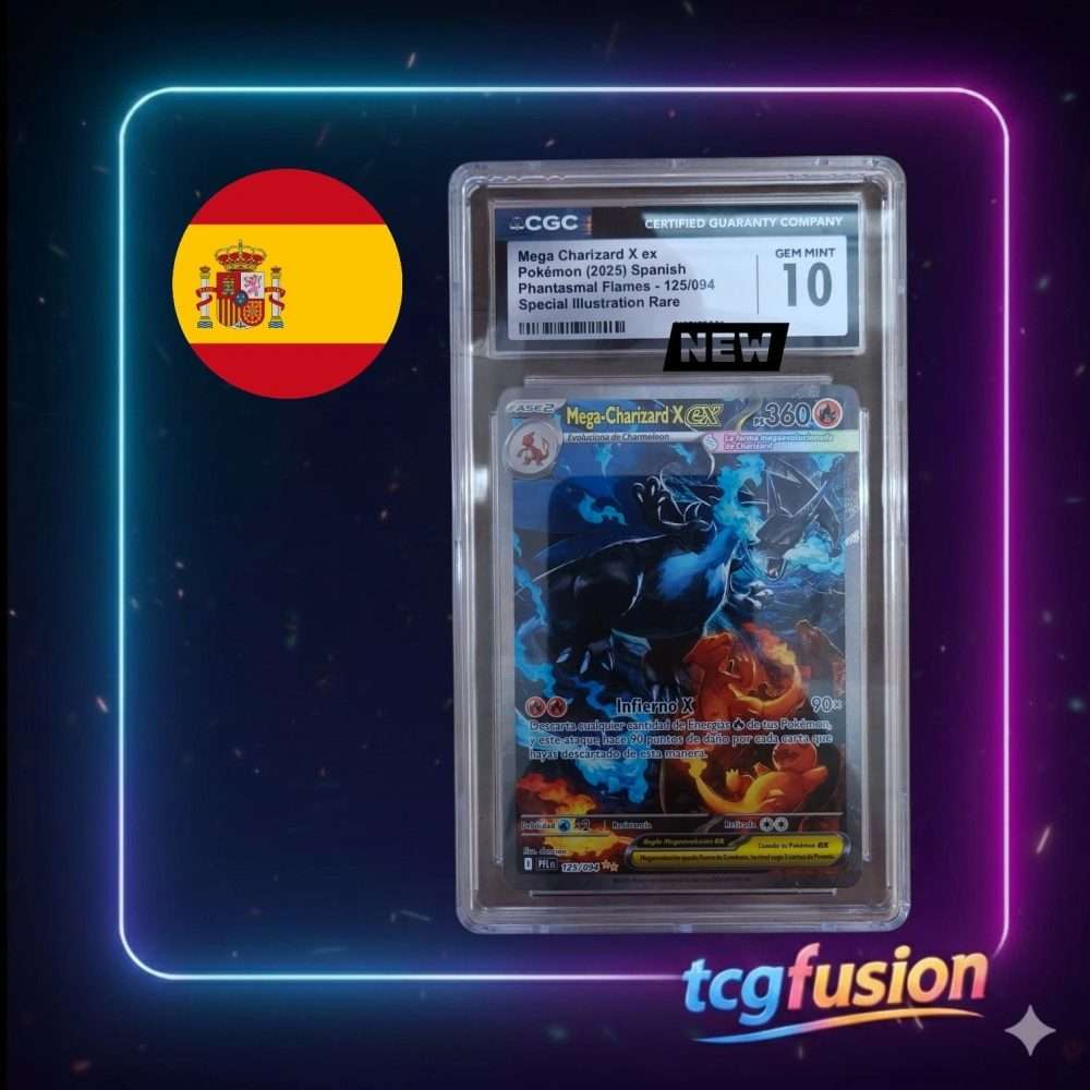 Carta Gradeada CGC 10 Mega Charizard X ex 125/094 Phantasmal Flames Español