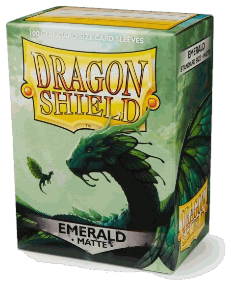 Caja de 100 fundas Dragon Shield Matte esmeralda de tamaño estándar