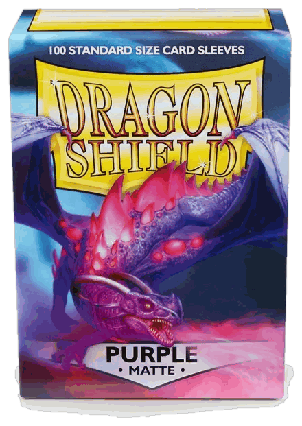 Caja de 100 fundas Dragon Shield Matte moradas de tamaño estándar