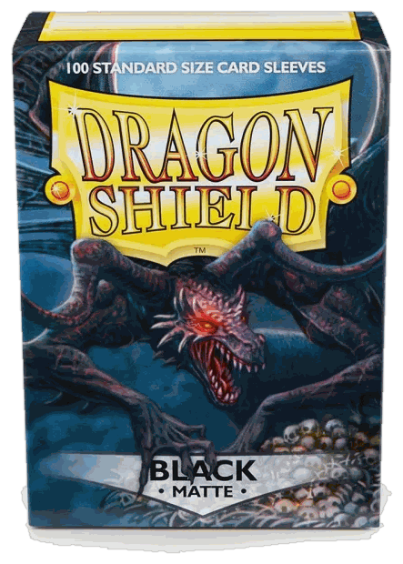 Caja de 100 fundas Dragon Shield Matte negras de tamaño estándar