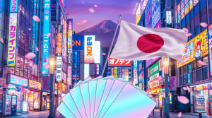 Guía para comprar cartas Pokémon en Japón: bandera japonesa, Akihabara y Monte Fuji