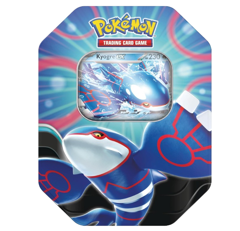 Lata Pokémon TCG Kyogre ex en español con carta promocional