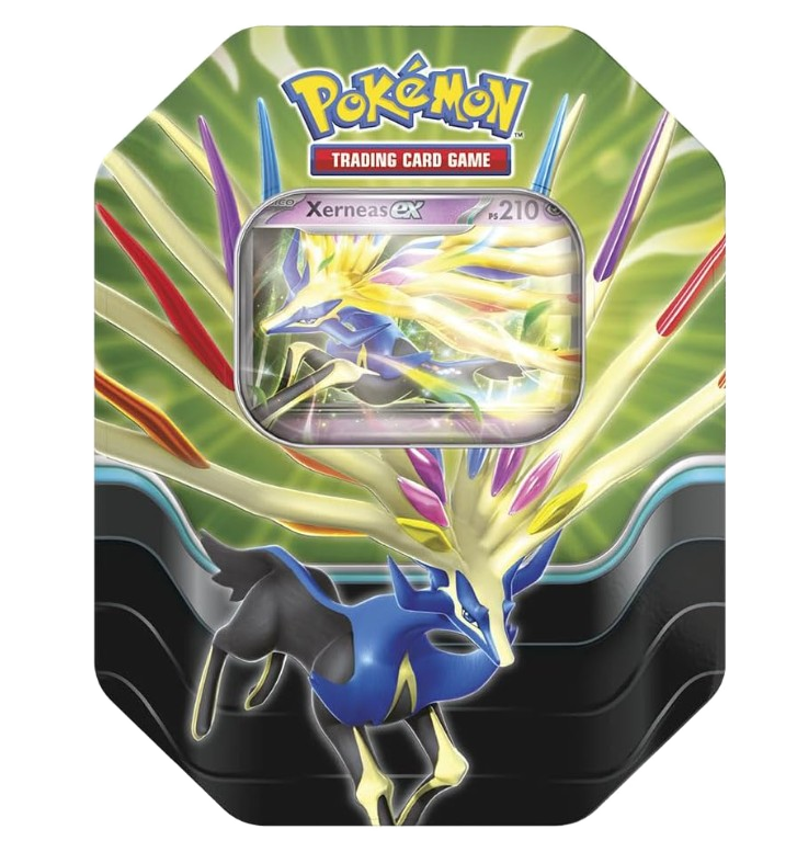 Lata Pokémon TCG Xerneas ex en español con carta promocional