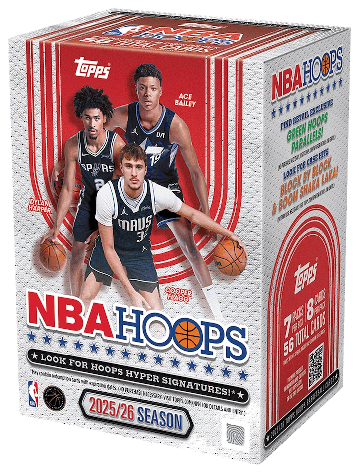 Caja Blaster de Topps NBA Hoops temporada 2025/26 con Cooper Flagg, Dylan Harper y Ace Bailey