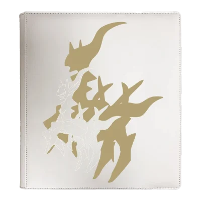 Carpeta con cremallera Arceus Ultra PRO Elite Series en polipiel blanca con Arceus grabado en dorado