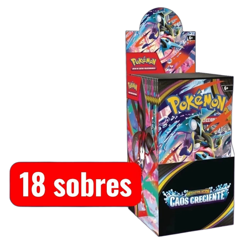 Caja 18 Sobres Pokémon TCG Megaevolución Caos Creciente Español Caja 18 Sobres Pokémon TCG Megaevolución Caos Creciente Español