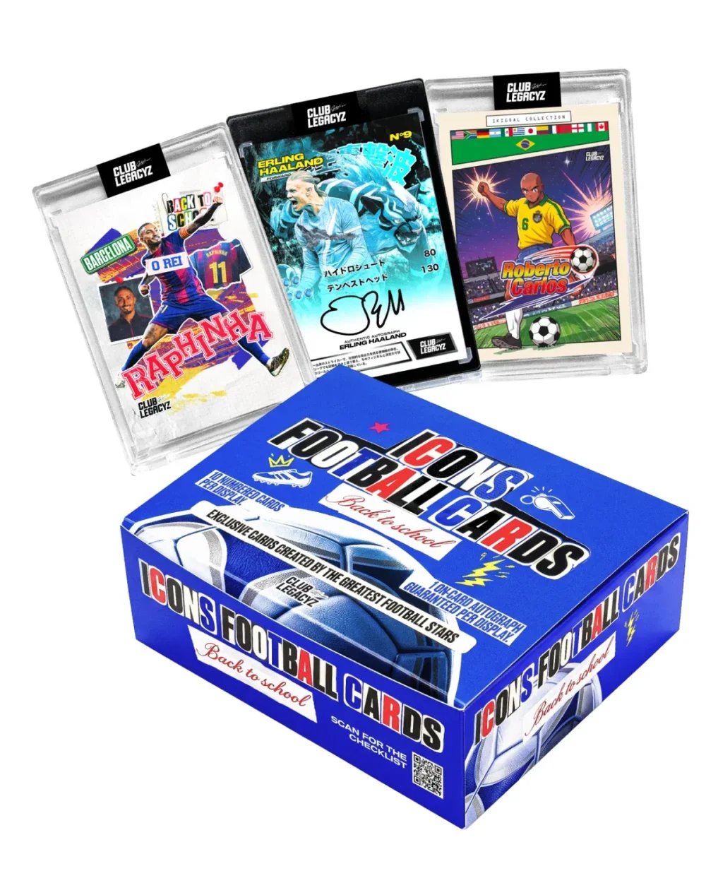 Club Legacyz Icons Football Cards Back to School Caja y cartas de Club Legacyz Icons Football Cards Back to School